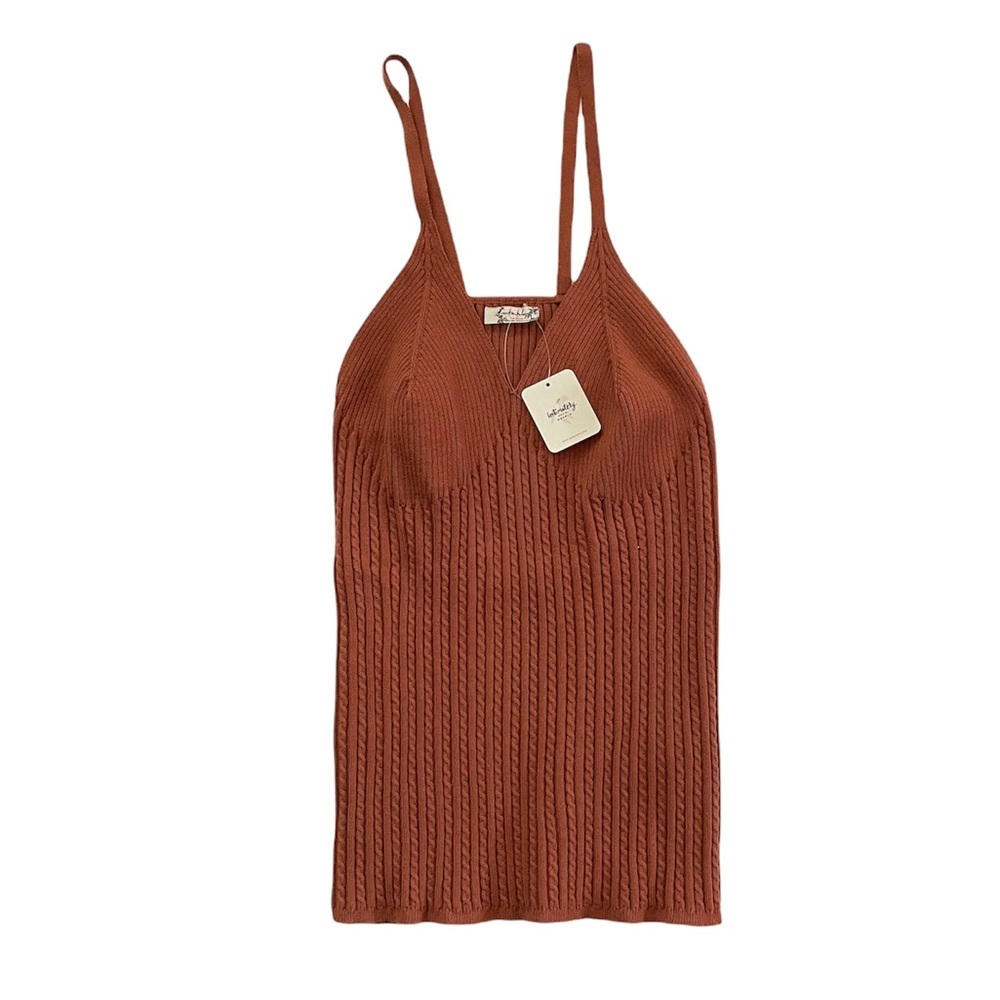 NWT FREE PEOPLE Burnt Orange / Terracotta knit sweater tank top size large